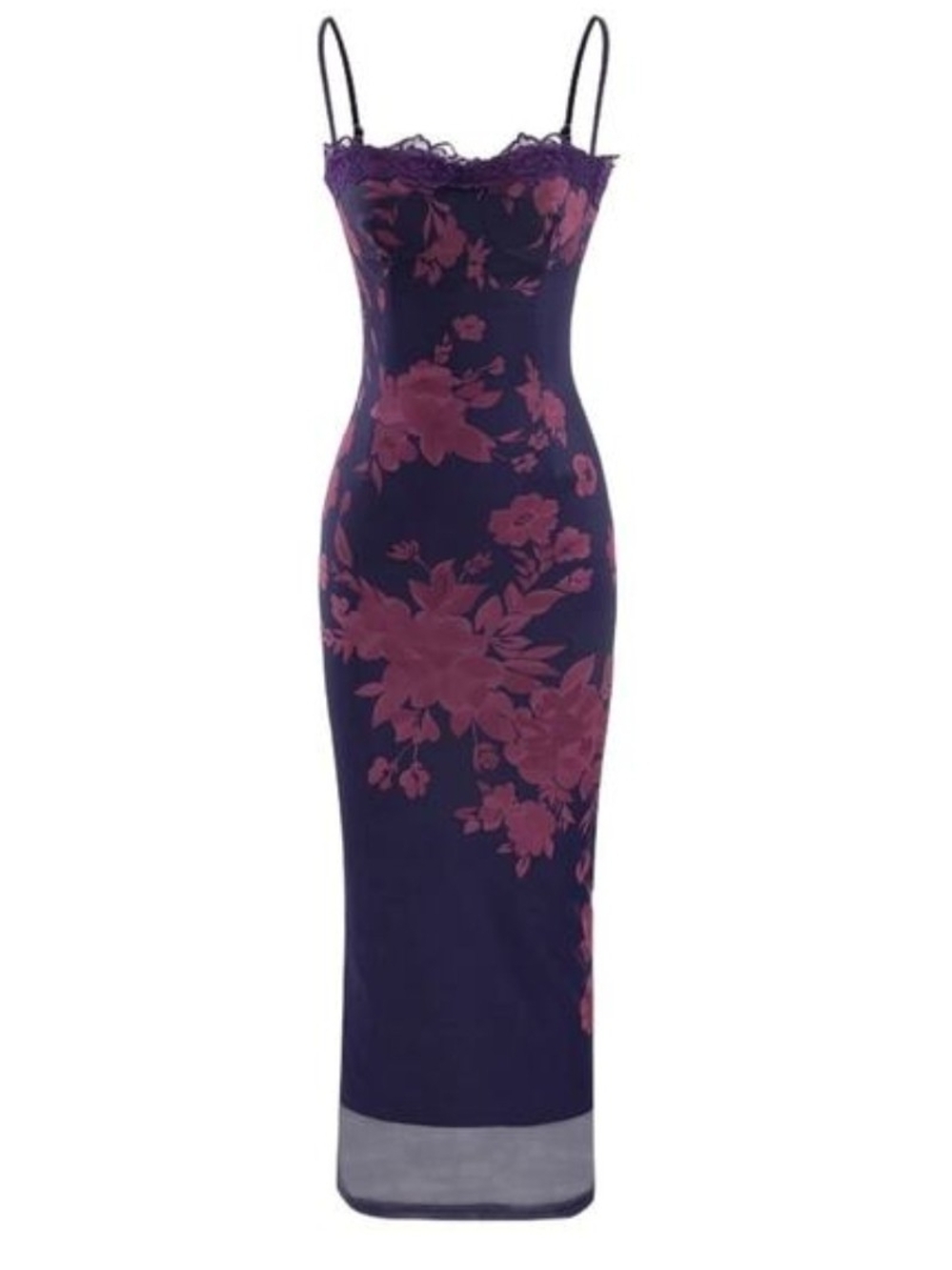 MICAS Purple Floral Maxi Slip- Spaghetti Strap Size L